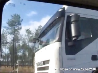Sophie fucked in pantyhose by truck drivers